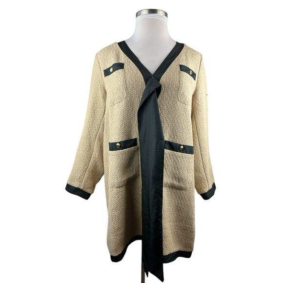 *Flawed Tuckernuck Pomander Place Coco Tweed Bow Mini Shift Dress Tan Size XXL - Picture 4 of 16